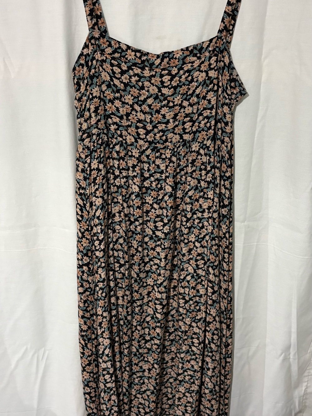 NATURAL LIFE Black Maxi Dress with Peach Floral Print